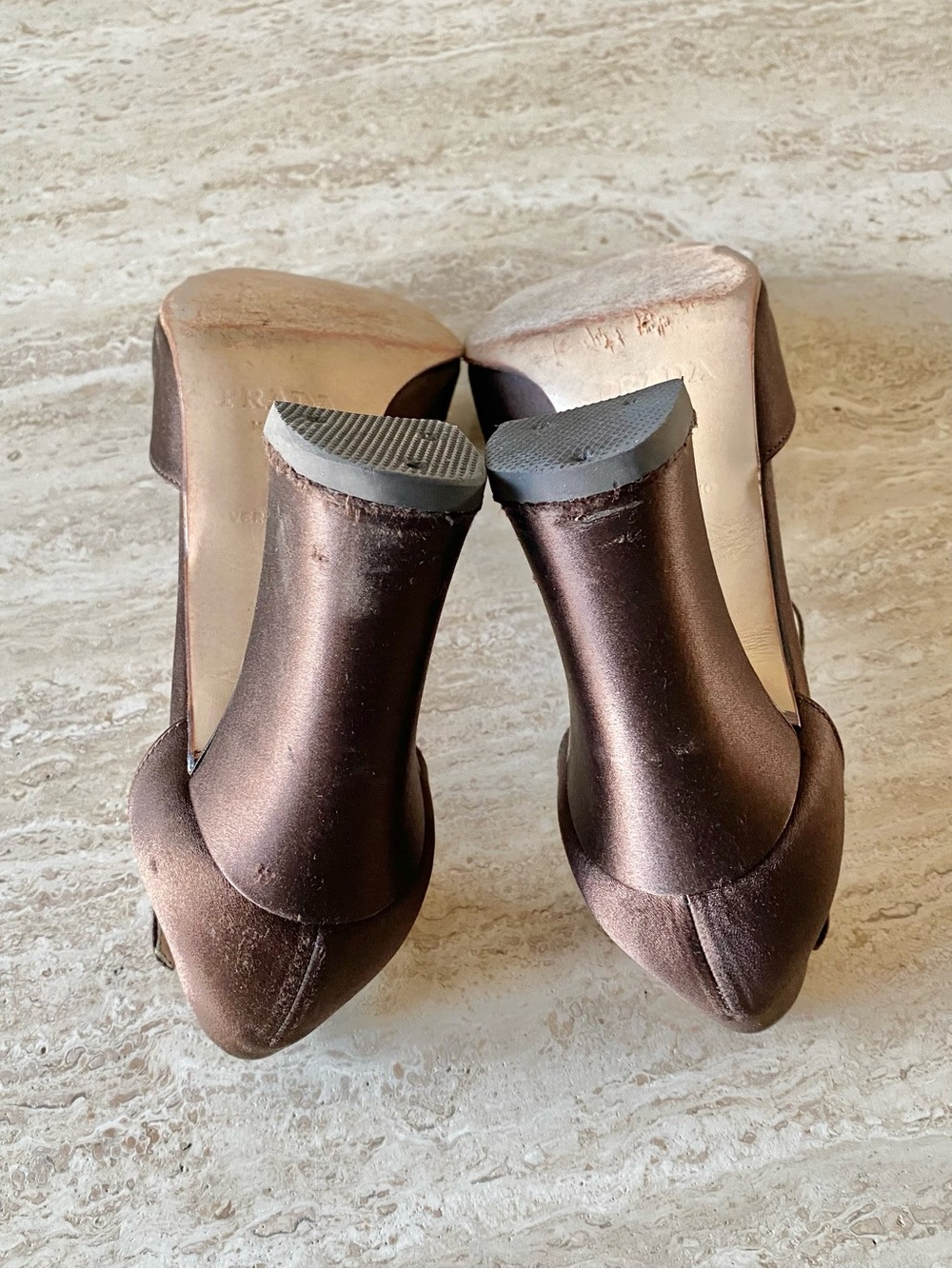 Vintage Prada Satin T-strap Block Heel Sandals - Picture 8 of 9